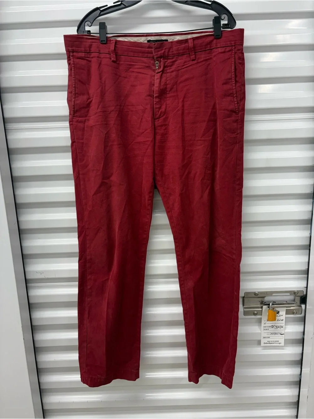 Banana Republic Red Chino Pants Regular Fit French Conn Leg Twill Pockets Men 35